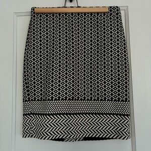 J. Crew Black and White Geometric Pencil Skirt